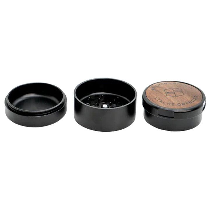 Stache Products Wood Lid Grynder | 3pc | 2.5" - Headshop.com