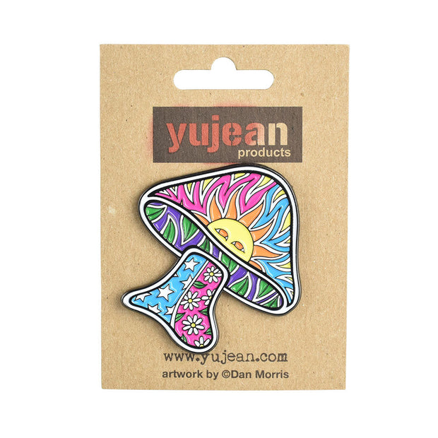 Dan Morris Sun Mushroom Enamel Pin - 2"x1.9" - Headshop.com