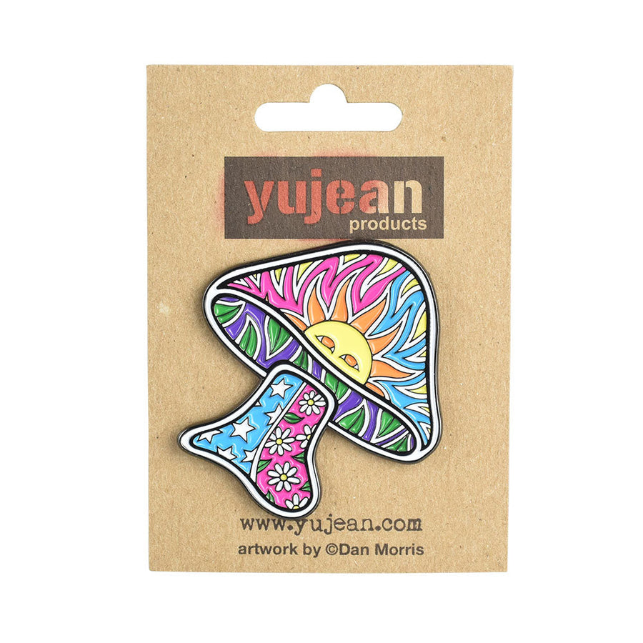 Dan Morris Sun Mushroom Enamel Pin - 2"x1.9" - Headshop.com