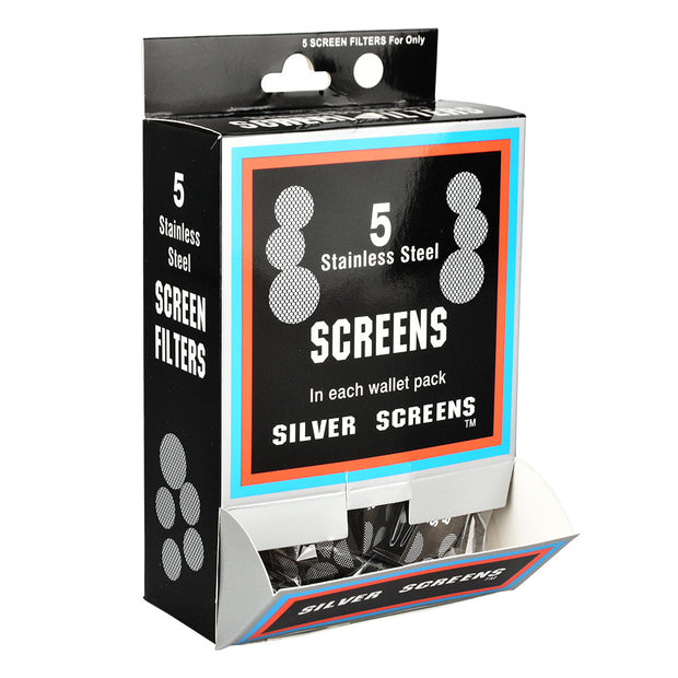 100PC DISPLAY - Silver/Stainless Steel Pipe Screen Filters - 5ct / 3/4" - Headshop.com