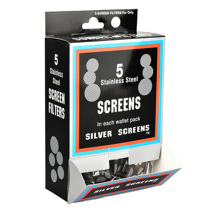 100PC DISPLAY - Silver/Stainless Steel Pipe Screen Filters - 5ct / 3/4" - Headshop.com