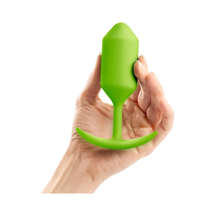 b-Vibe Snug Plug 3 Weighted Silicone Anal Plug Lime - Headshop.com