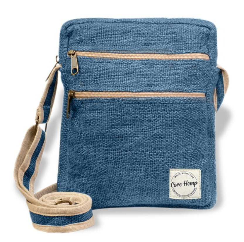 Core Hemp Multi Pocket Crossbody Purse - Himal Blue - Headshop.com