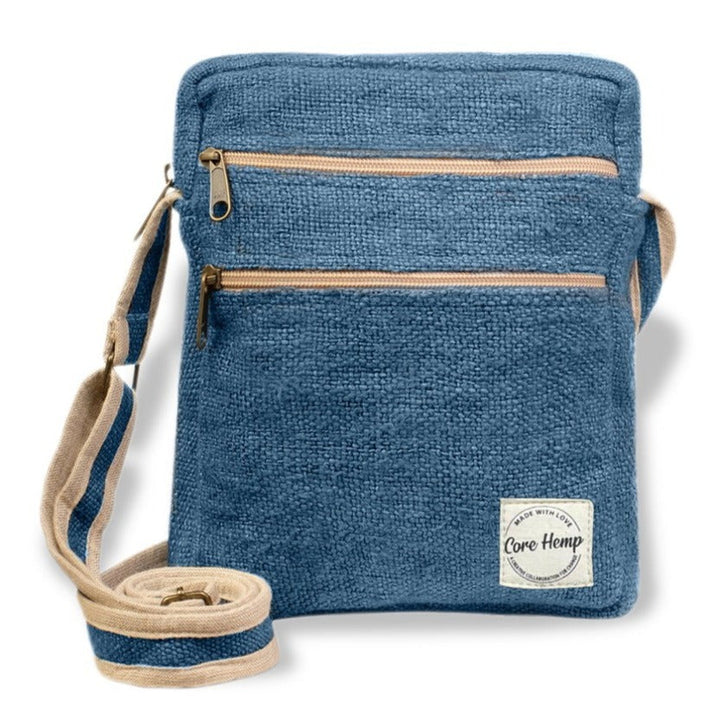 Core Hemp Multi Pocket Crossbody Purse - Himal Blue - Headshop.com