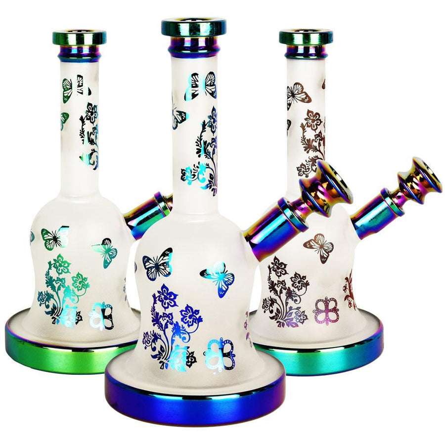 Rainbow Foil Frosted Glass Bong - Headshop.com
