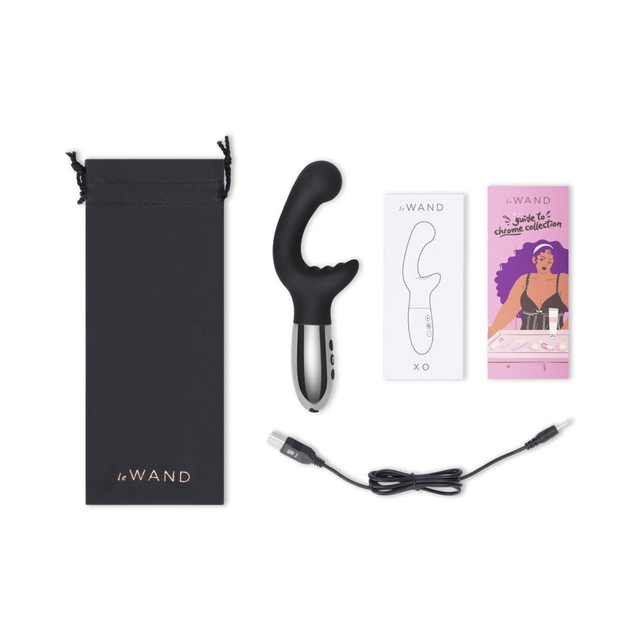 Le Wand XO Rechargeable Double-Motor Wave Silicone Dual Stimulation Vibrator Black - Headshop.com