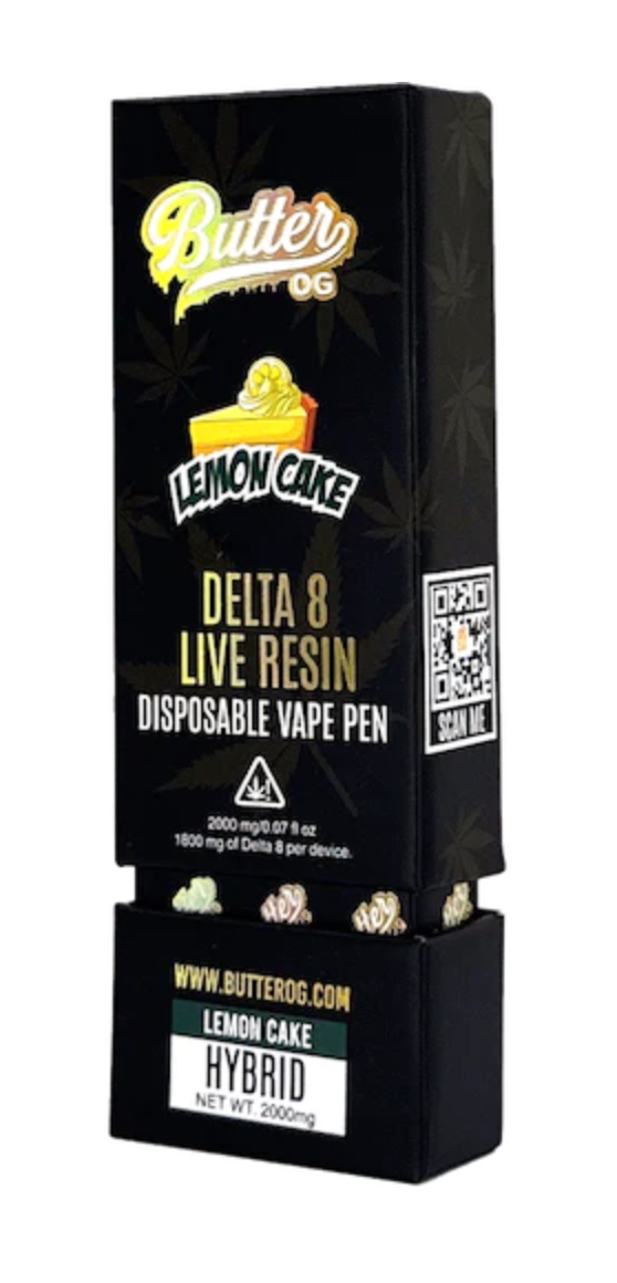 Butter OG Delta 8 Live Resin Disposable Vape 2G - Lemon Cake (Indica) - Headshop.com