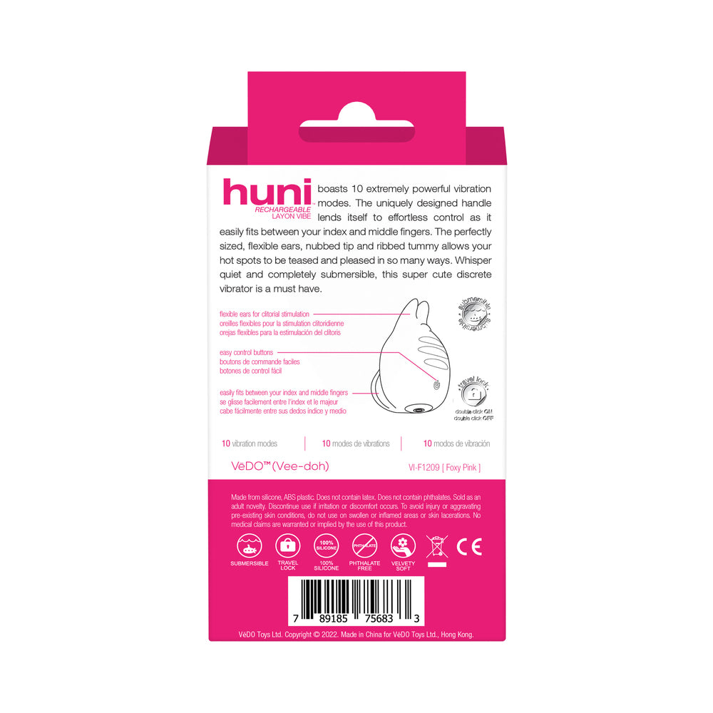VeDO Huni Rechargeable Finger Vibe Tease Me Foxy Pink - Headshop.com