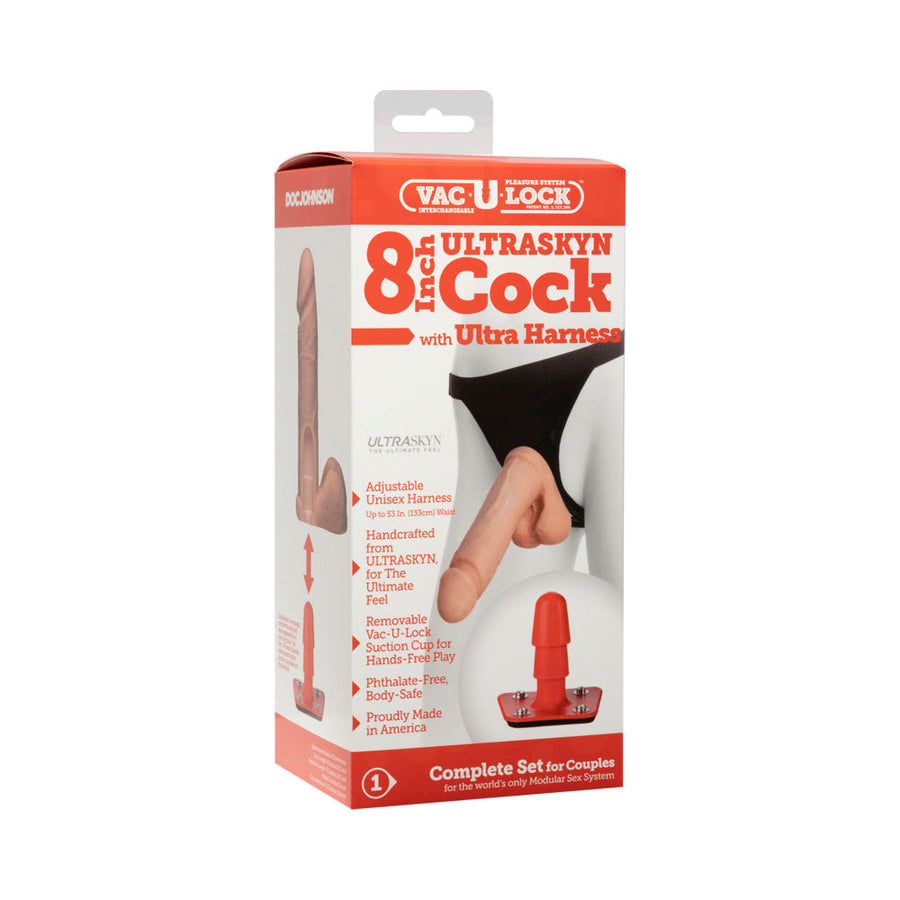 Vac-U-Lock - 8-Inch ULTRASKYN Cock - With Ultra Harness White - Headshop.com
