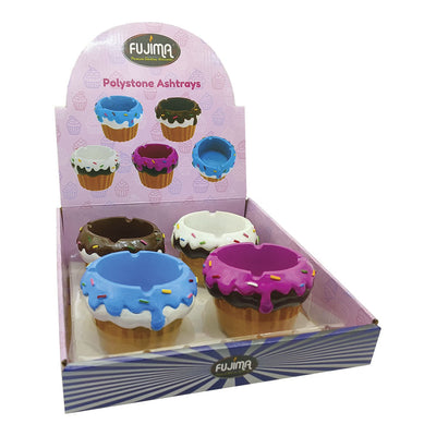 4PC DISPLAY - Fujima Cupcake Polystone Ashtray - 3.25" / Assorted Colors - Headshop.com