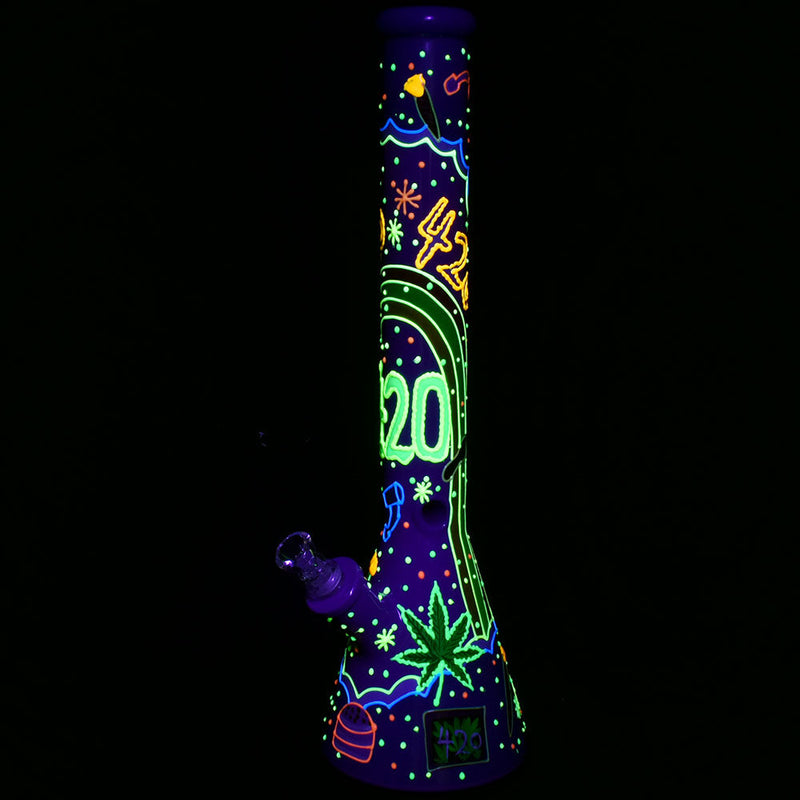 Beach Vibes 420 Painted Glass Beaker Water Pipe - 18" / 14mm F - Headshop.com