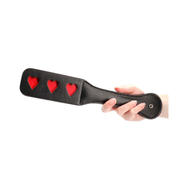 Ouch! Heart Pattern Paddle Black - Headshop.com