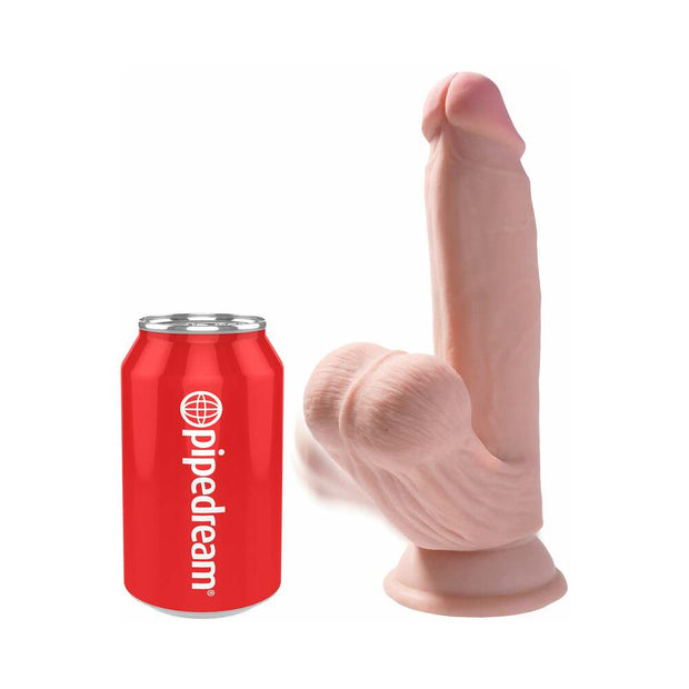 King Cock Plus 7 in. Triple-Density Cock With Swinging Balls Dildo Beige - Headshop.com