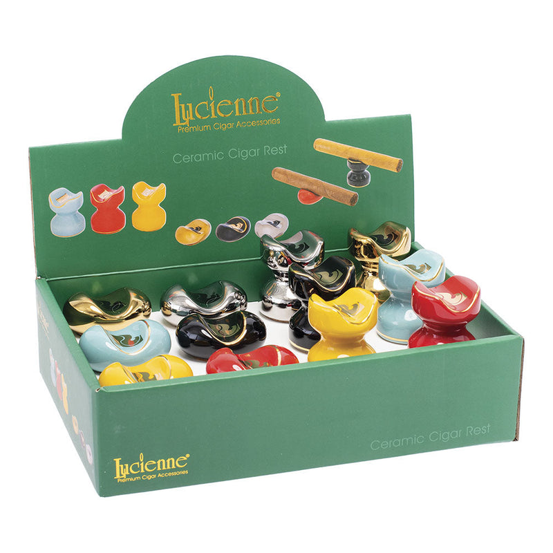 12PC DISPLAY - Lucienne Ceramic Cigar Rest - Assorted Colors & Styles - Headshop.com