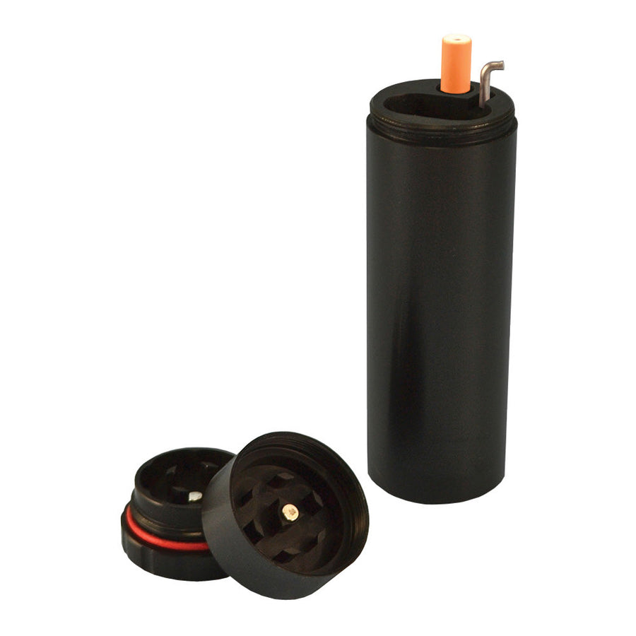 All In 1 Metal Smoke Stopper w/Poker & Grinder - Black - Headshop.com