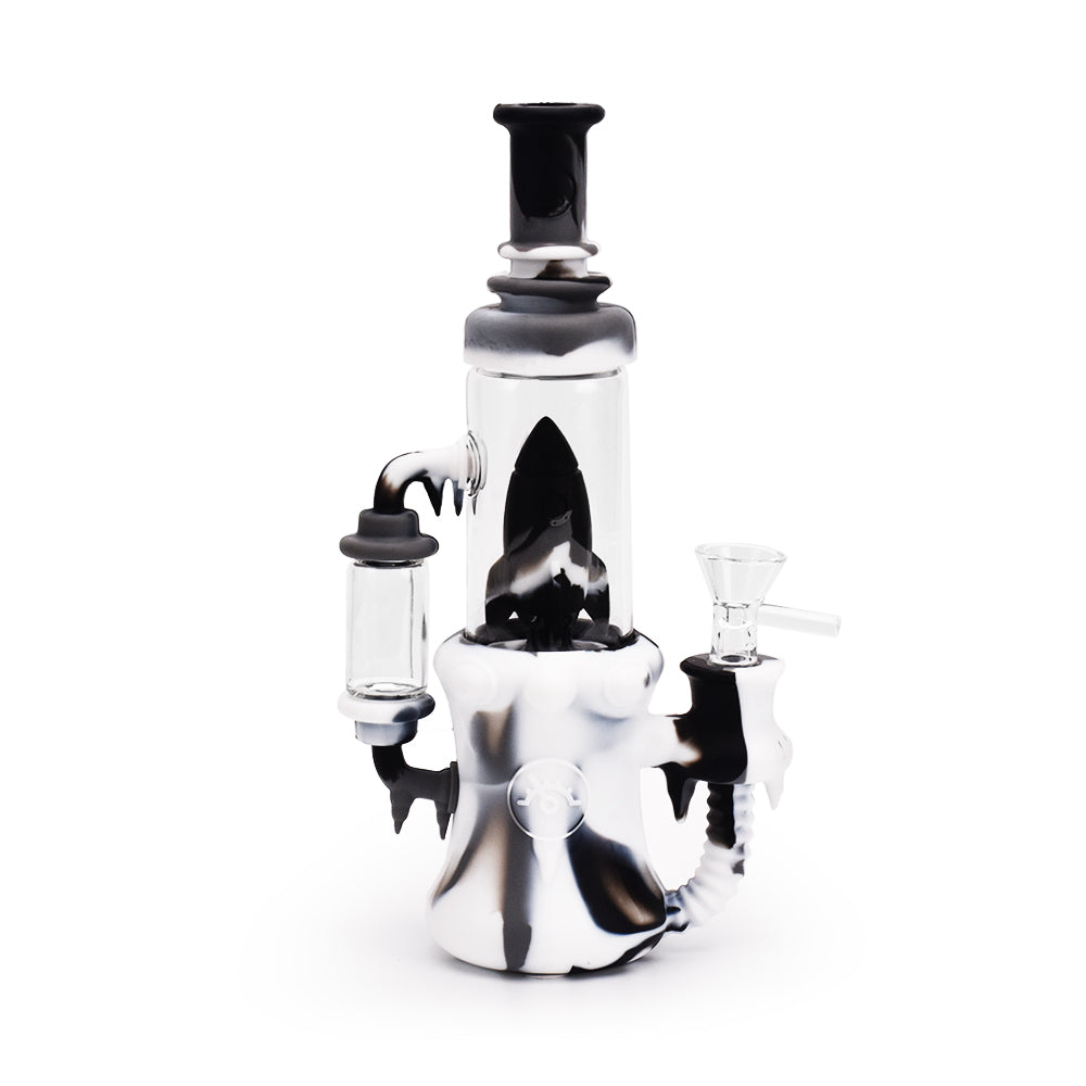 Ritual - 8.5'' Silicone Rocket Recycler - Black & White - Headshop.com
