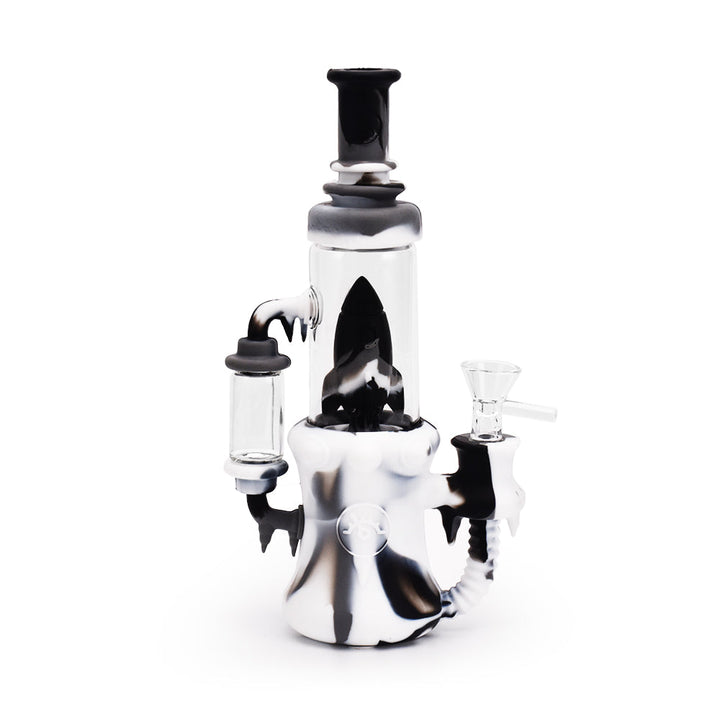 Ritual - 8.5'' Silicone Rocket Recycler - Black & White - Headshop.com
