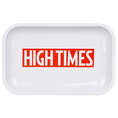 High Times Metal Rolling Tray w/ Lid - 11"x7" / High Times White - Headshop.com