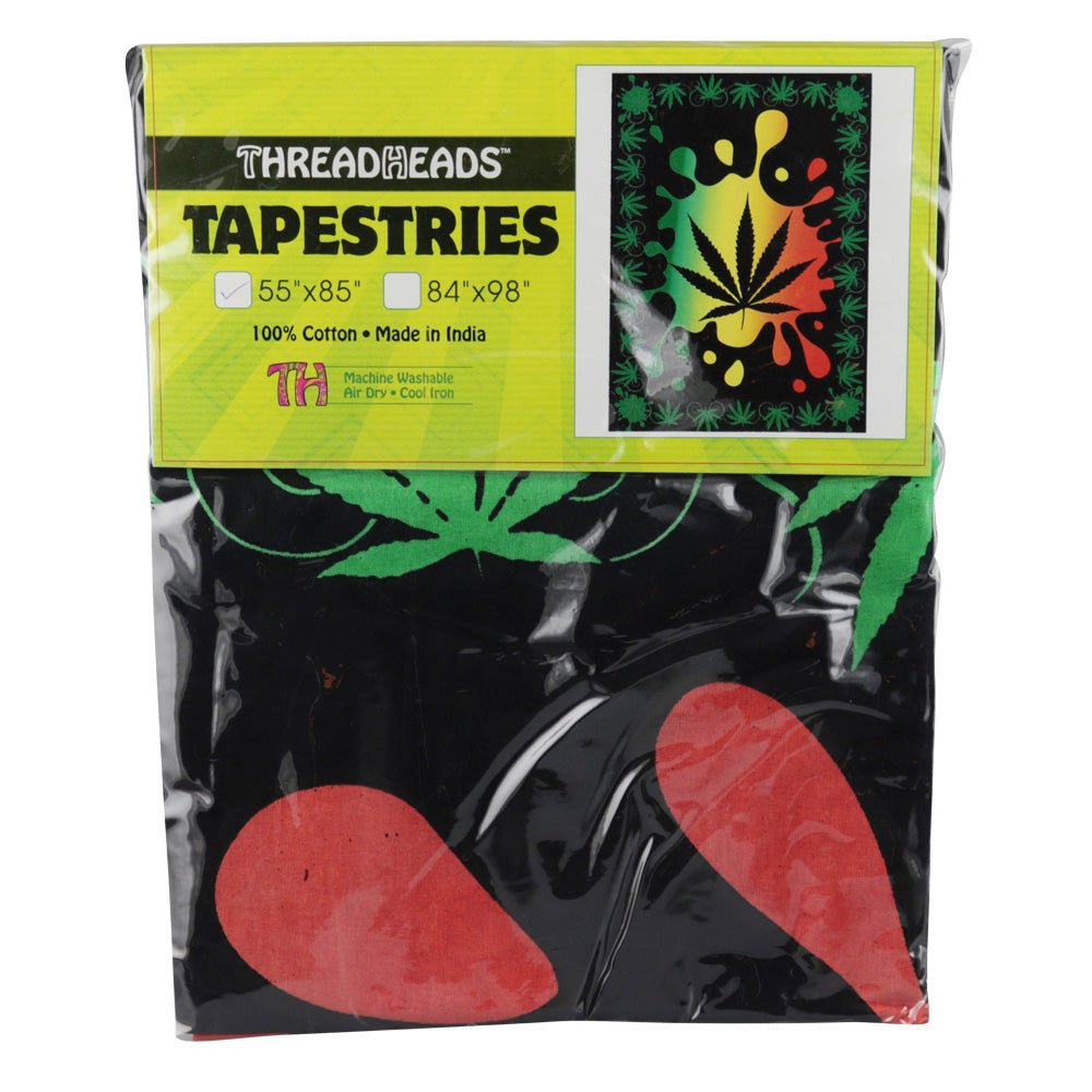 ThreadHeads Rasta Hemp Leaf Tapestry - 55"x83" - Headshop.com