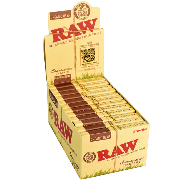 24pc Display-Raw Organic Hemp 1Â¼ Connoisseur Rolling Papers - Headshop.com