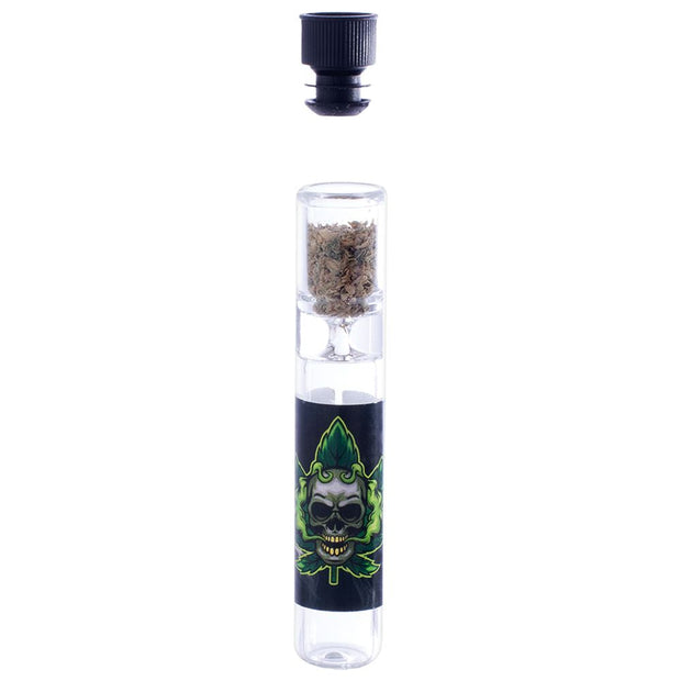 24CT DISPLAY - PRE-PACKS American Chillum One-Hitter with Smellproof Cap - 3.5" / Assorted Designs - Headshop.com