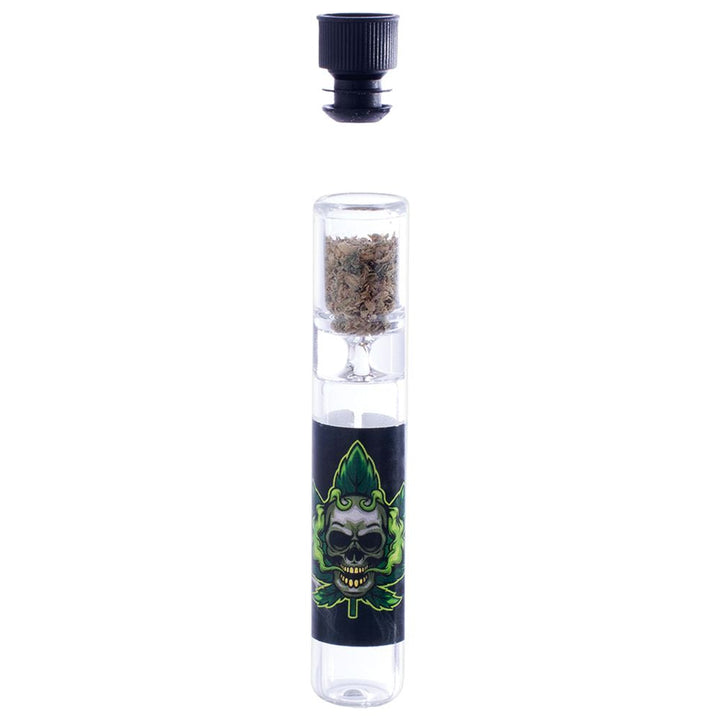 24CT DISPLAY - PRE-PACKS American Chillum One-Hitter with Smellproof Cap - 3.5" / Assorted Designs - Headshop.com