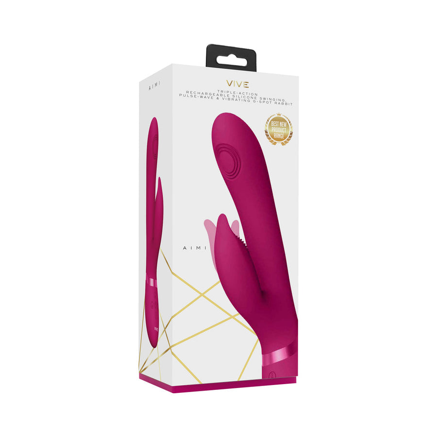 VIVE AIMI Rechargeable Swinging Pulse-Wave Silicone Rabbit Vibrator Pink - Headshop.com