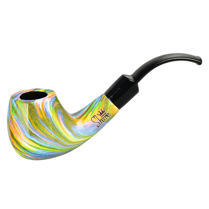 Pulsar Shire Pipes The Firebow | Bent Brandy Saddle Stem Rainbow Wood Pipe - Headshop.com