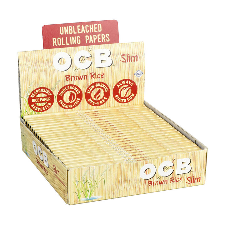 24PC DISPLAY - OCB Brown Rice Rolling Papers - Headshop.com
