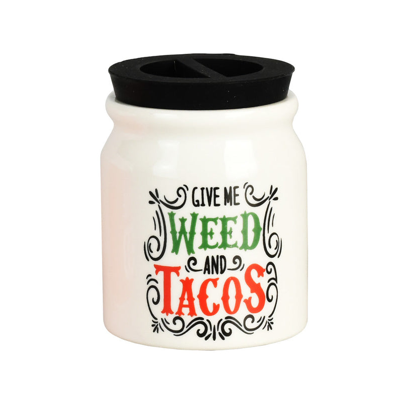 Weed & Tacos Ceramic Stash Jar w/ Silicone Lid - Headshop.com
