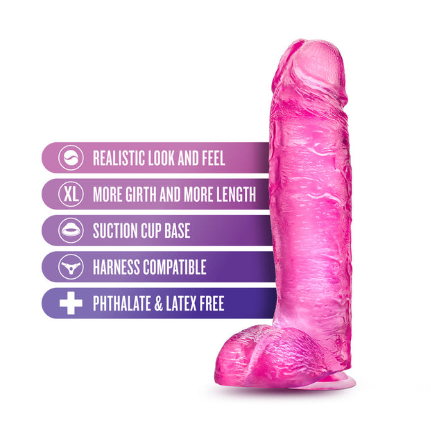 B Yours Plus Big n' Bulky 10.5 in. Dildo with Balls Pink - Headshop.com