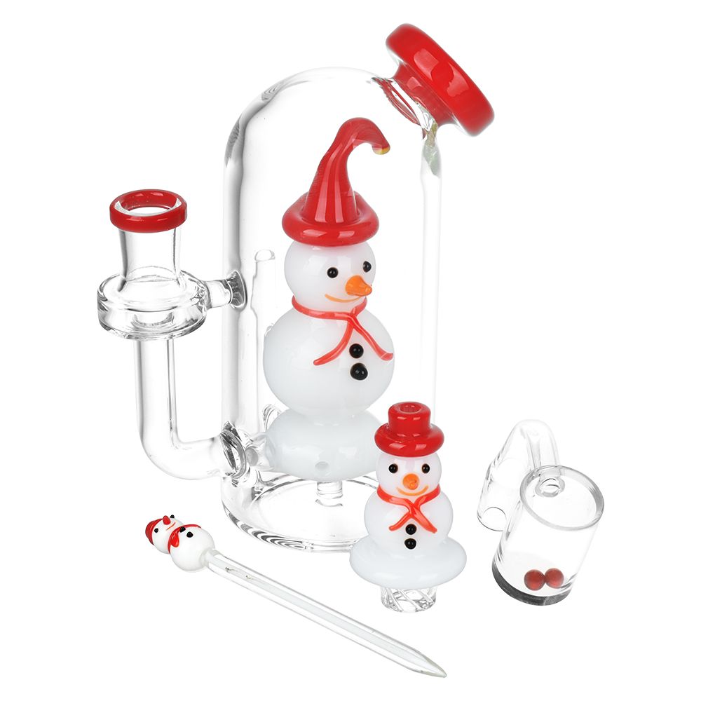 Smiling Snowman Glass Dab Rig Set - 6" / 14mm F - Headshop.com