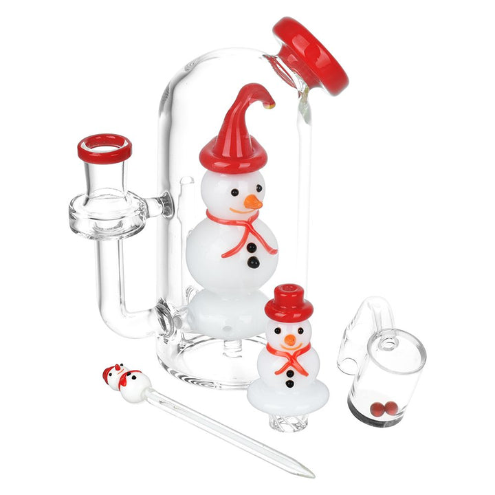Smiling Snowman Glass Dab Rig Set - 6" / 14mm F - Headshop.com