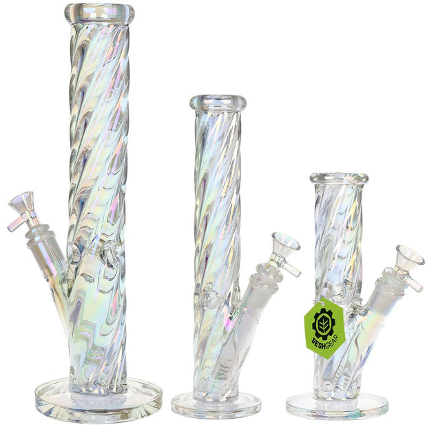 SeshGear Twist Straight Tube Glass Water Pipe - 13.75" / 14mm F