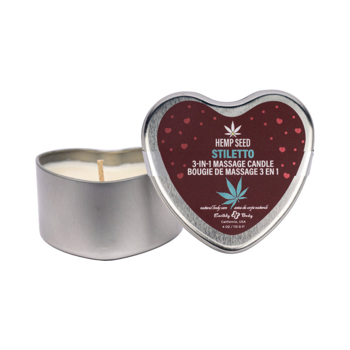 Earthly Body Hemp Seed Valentine 3-in-1 Massage Candle Stiletto 4.7 oz. - Headshop.com