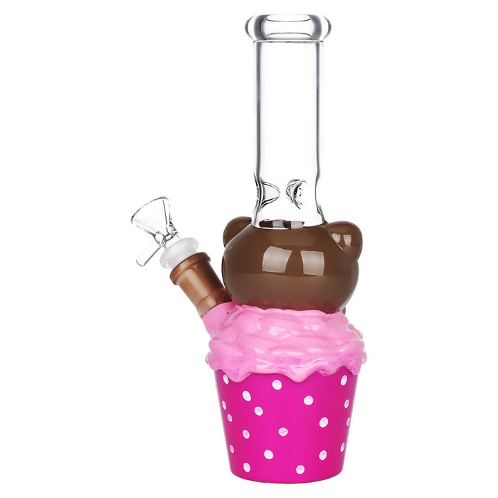 2CT BUNDLE - Cute Kitty Ice Cream Treat Glass Water Pipe - 9.75" / 14mm F / Assorted Colors