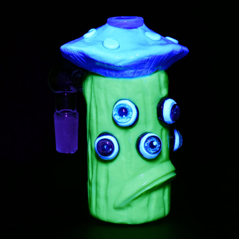 The Shrooms Have Eyes Glow Ash Catcher - 4.5" / 14mm / 90D / Colors Vary - Headshop.com