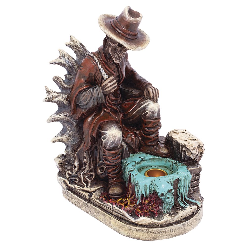 Fujima Skeleton Cowboy Polyresin Incense or Tealight Holder - 8.25" - Headshop.com