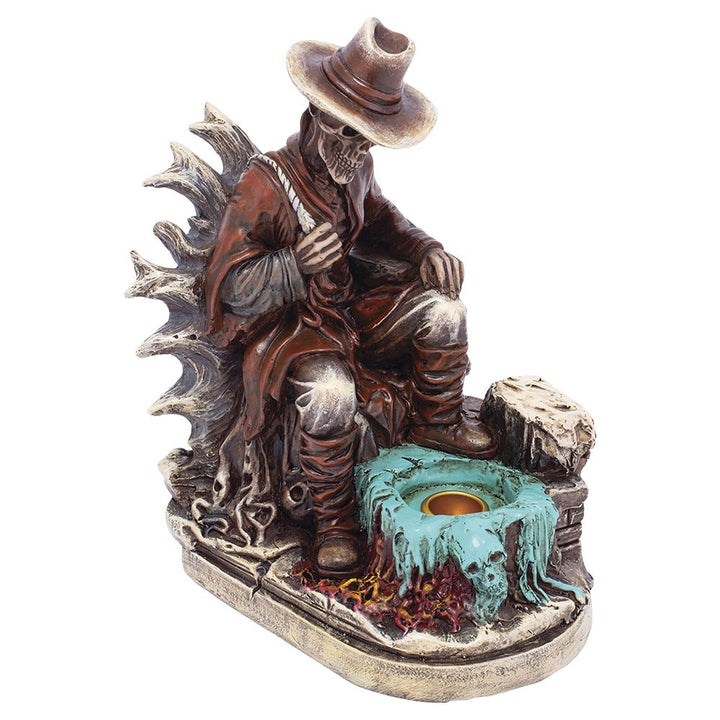 Fujima Skeleton Cowboy Polyresin Incense or Tealight Holder - 8.25" - Headshop.com