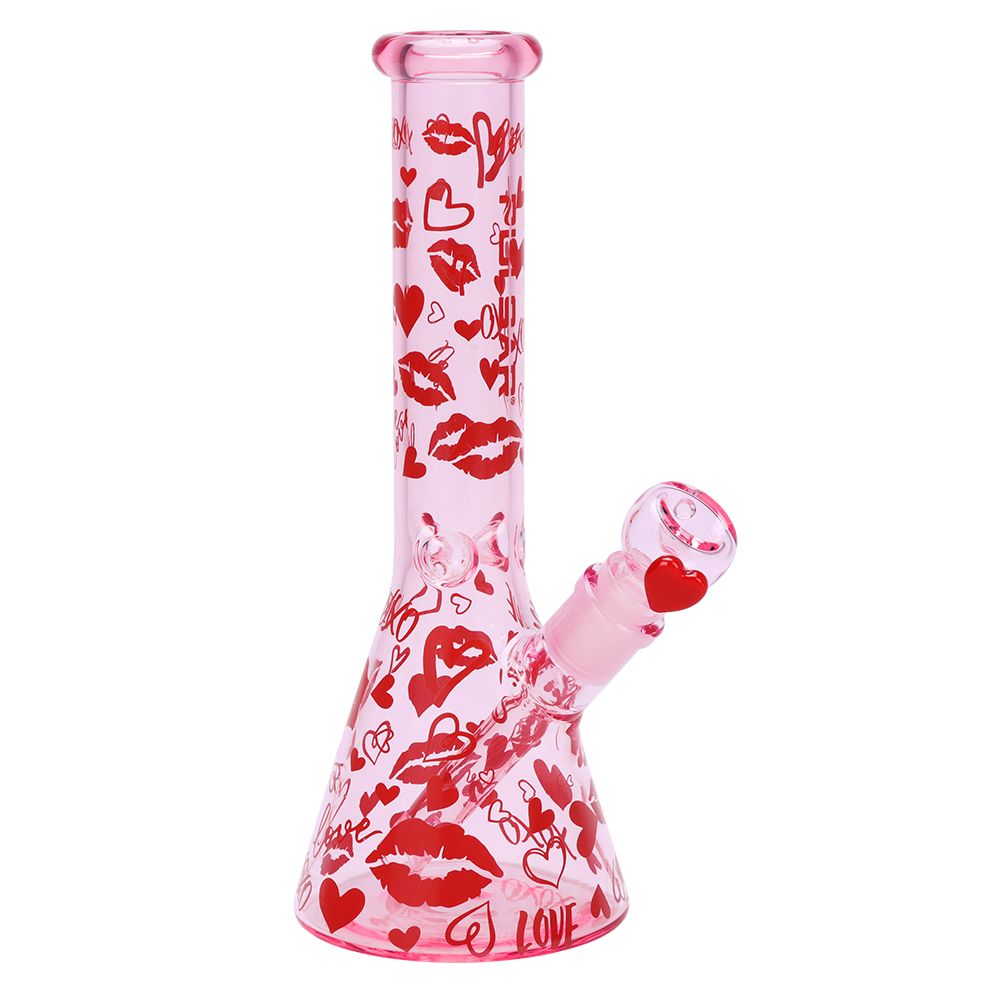 Pulsar Valentine's XOXO Glass Beaker Water Pipe & Hand Pipe Set - 10" / 14mm F - Headshop.com