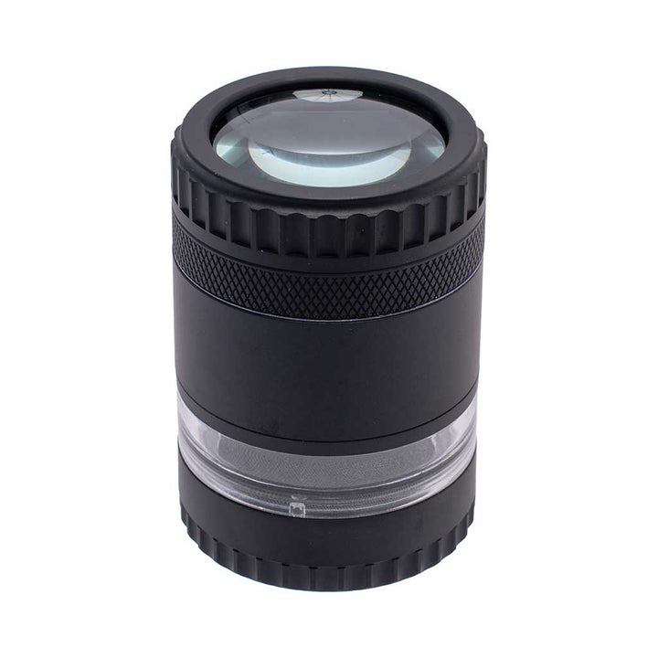 GRINDER WITH MAGNIFYING LID