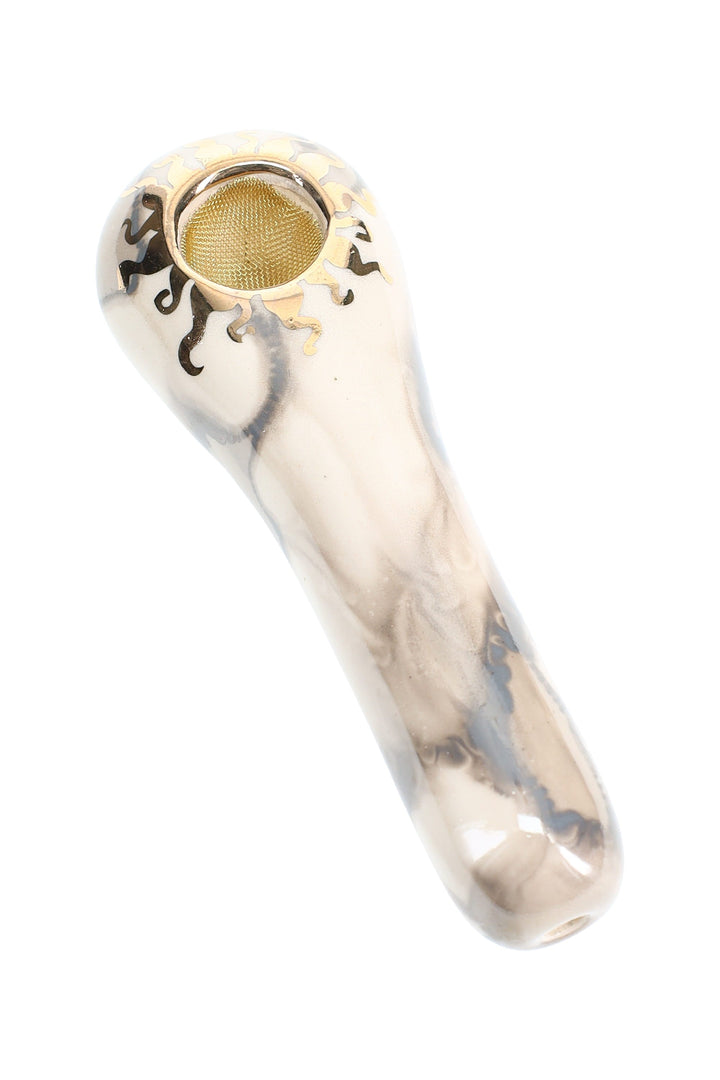 Ancient Creations Ceramics 4″ Ceramic Spoon Hand Pipe – Brass Screen – US-Made
