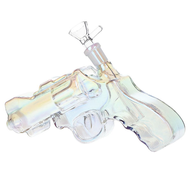 3CT BUNDLE - SeshGear Snub Nose Revolver Glass Water Pipe - 7.5" / 14mm F / Clear, smoke, electroplated