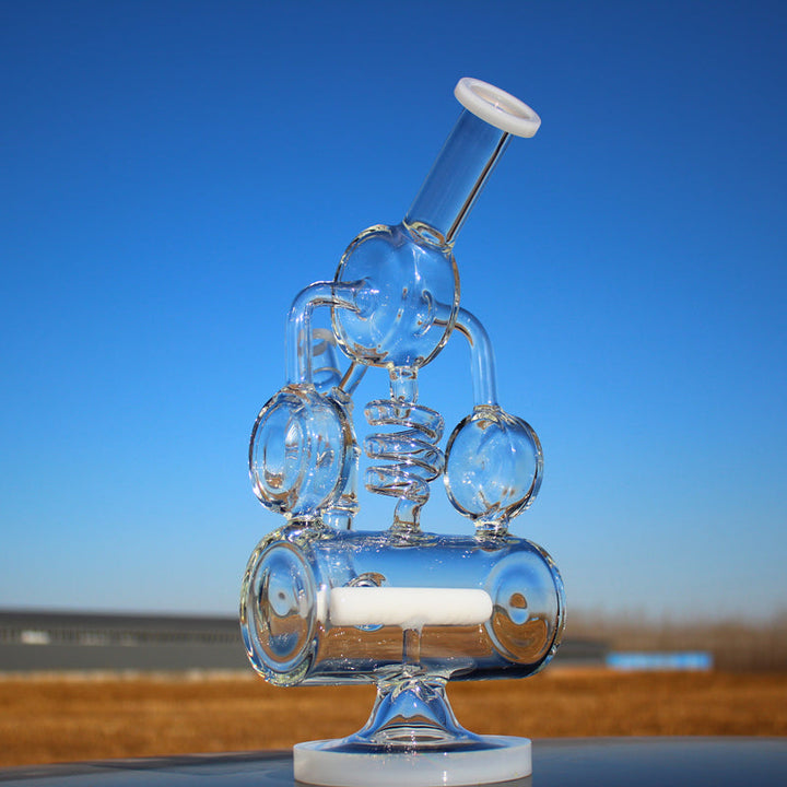 12.5" Recycler Style Inline Perc Water Pipe w/ Spring Body - Headshop.com