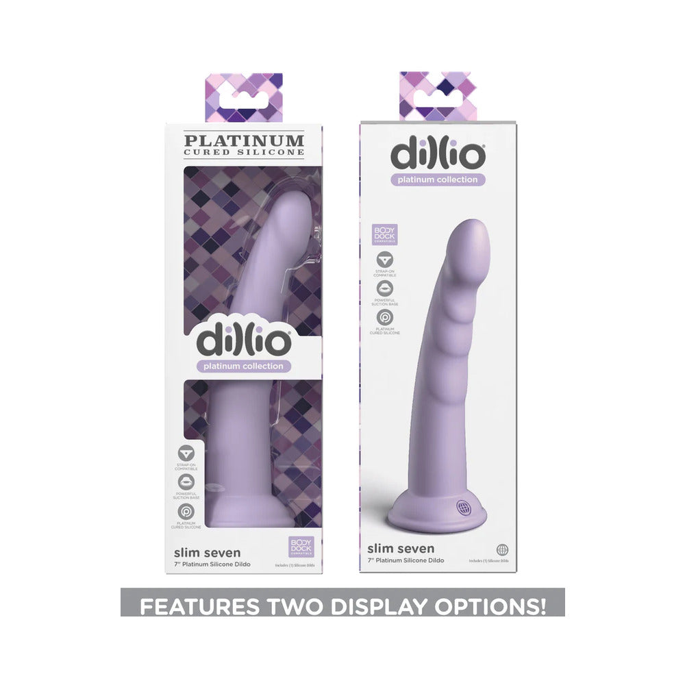 Dillio Platinum Collection Slim Seven 7 in. Silicone Dildo Purple - Headshop.com