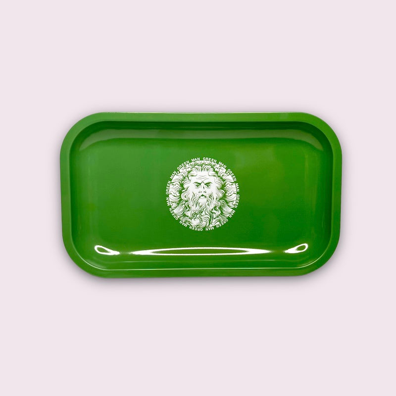 Green Man Metal Rolling Tray, 11.25” x 7.25” - Headshop.com