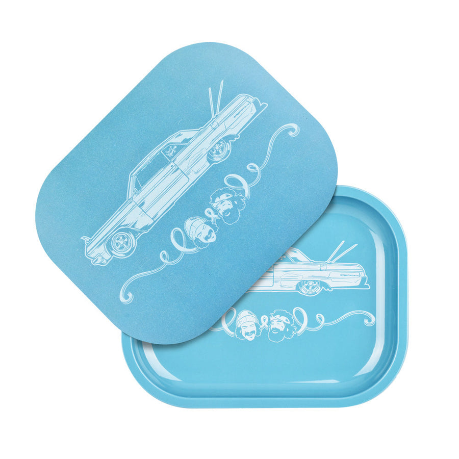 Cheech & Chong's x Pulsar Mini Metal Rolling Tray w/ Lid - Love Machine / 7"x5.5" - Headshop.com