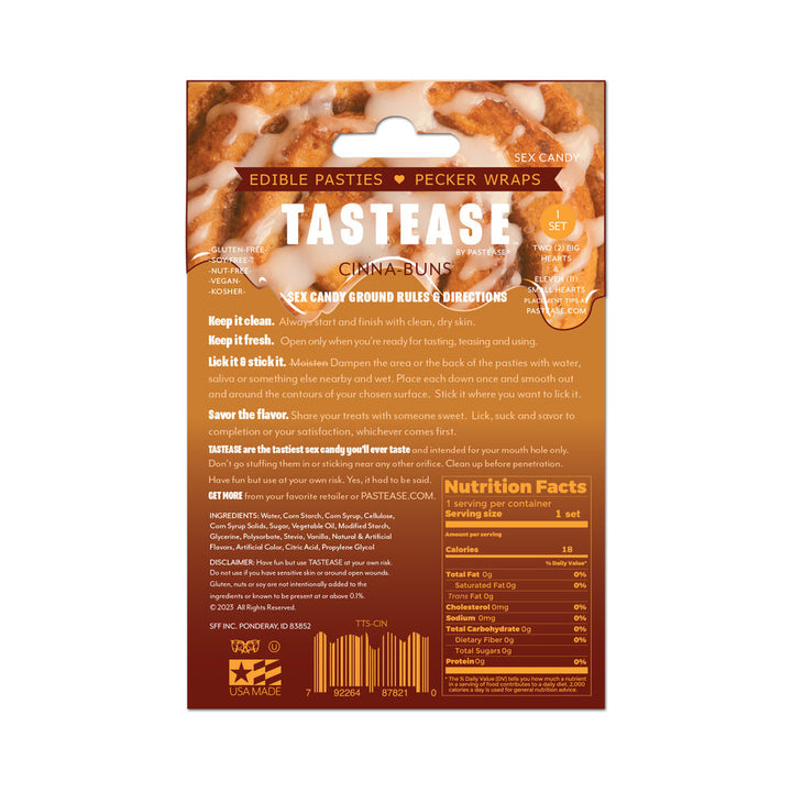 Tastease by Pastease Cinna-Buns Cinnamon Roll Candy Edible Pasties & Pecker Wraps - Headshop.com