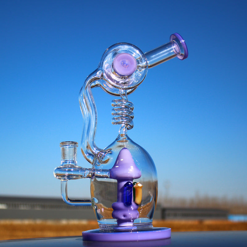 Approx. 11" Spiral Mushroom Recycler Water Pipe w/ Circ Perc - Headshop.com