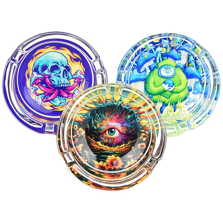 Pulsar Design Series Round Glass Ashtray - 3.4" / 6ct - Headshop.com